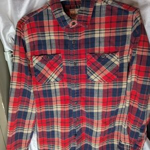 Ruff Hewn Red, Navy & Cream Plaid Button-Down Shirt A-1017